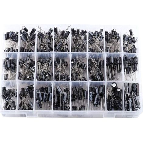 Kit de Condensateurs, 500pcs Condensateur Électrolytique 24 Valeurs Micro Condensateurs Radial en Aluminium 16V-50V 0.1uF〜1000uF pour l'Application Electronique (1/4)
