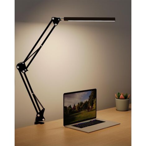 LED 3 modes de couleur, 9 niveaux de luminosité, bras rotatif réglable, protection des yeux, noir, adapté à la maison, au bureau ou à l’étude (1/5)