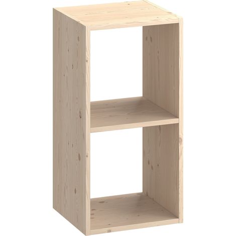 Pensile Libreria 2 Ripiani 36x30x70,5 cm in Legno di Pino Naturale (1/2)