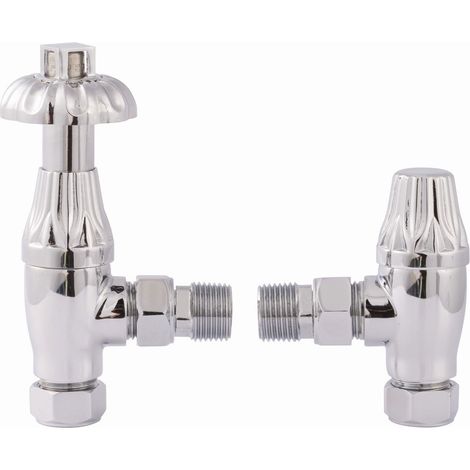 Heatwave Wyndham Chrome Angled Thermostatic Radiator Valve Set