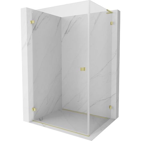 Mexen Lunar-B L cabina de ducha abatible izquierda 100 x 90 cm, transparente, oro cepillado - 832L-100-090-55-00-L (1/5)