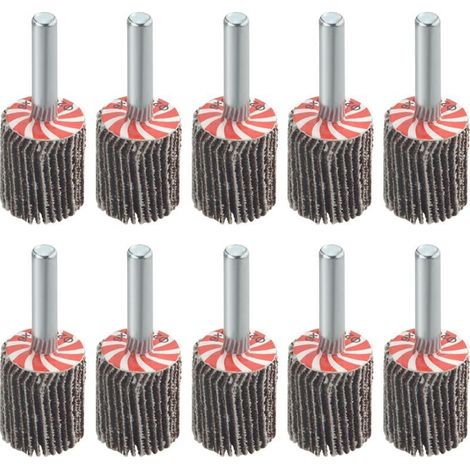 10 Pièces 20×25MM Roues à lamelles montées avec tige 6MM Roues à lamelles 80 Grit Flap Wheels Set (1/5)