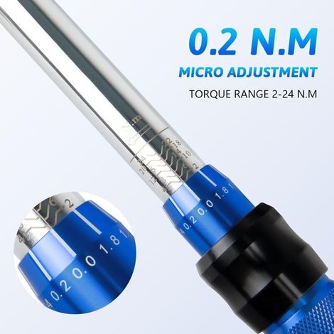 CHOYCLIT Chiave dinamometrica da 2–24 Nm con attacco da 1/4 di pollice, preimpostata, a sgancio rapido, mini chiave dinamometrica, portatile, per riparazioni domestiche, di biciclette e auto. (1/5)