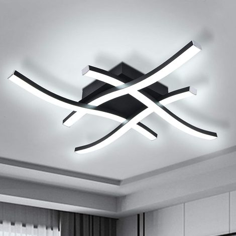 Lámpara de techo LED moderna, de diseño curvo con cuatro bombillas, empotrable, apta para uso en interiores, luz blanca, luz negra. (1/4)