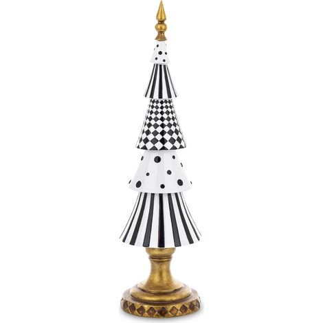 Figurine de sapin de Noël Kelly en plastique, blanc, noir et or, 44,5 x 12 x 12 cm (1/5)