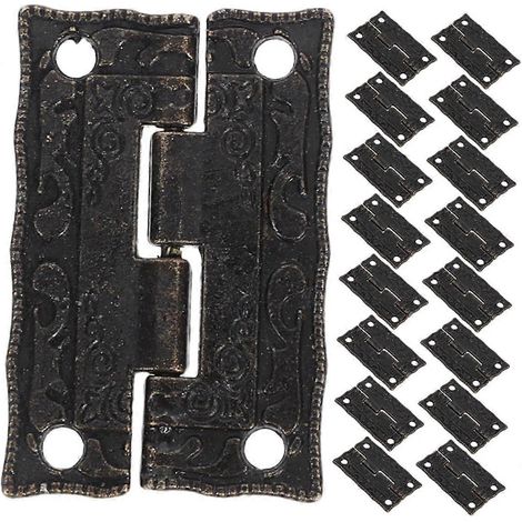 Lot de 24 petites charnières vintage en fer pour meubles en bois (1/5)