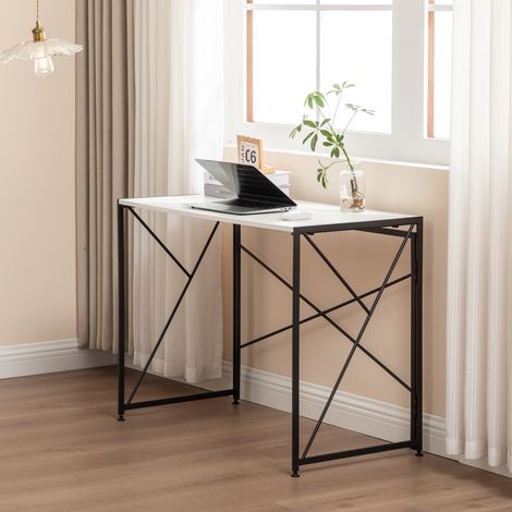 Bureau Pliable Compact 99x50x75 cm – Table d’Ordinateur Multifonction – Gain de Place – Montage Express – MDF Imperméable – Home Office, Chambre, Salon