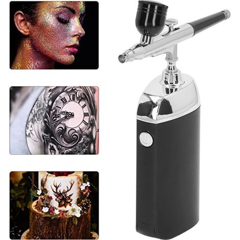 Kit de réparation de gâteaux et de cuir rechargeable par USB, ensemble d'aérographe de pulvérisation pour modèles d'art et de coloration (noir). (1/5)