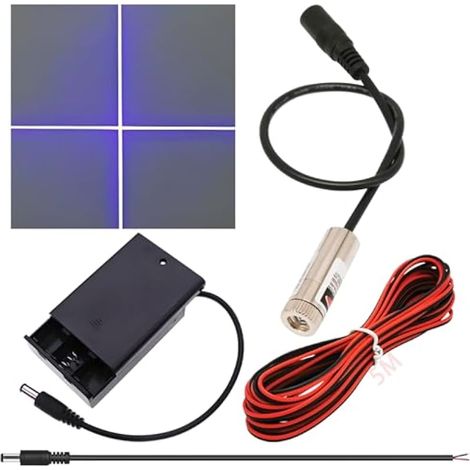 Kit module laser à foyer ajustable, Diode module laser industriel 405 nm, 3-5V, Branchement DC 2,1 mm + Kit d'alimentation (Forme source lumière : Croix pourpre) (1/5)