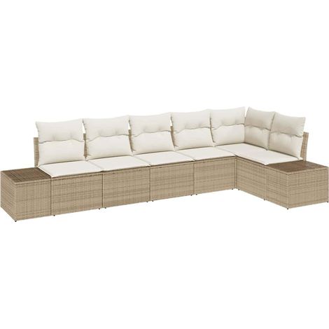 Maison Exclusive - Gartensofa-set mit Kissen 6 pcs Beige und Crem