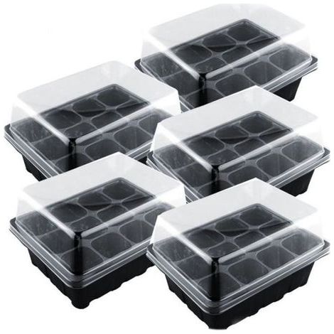 Ensemble Pot de Pépinière À 12 Cellules - - Noir - Rectangulaire - Plastique (1/4)