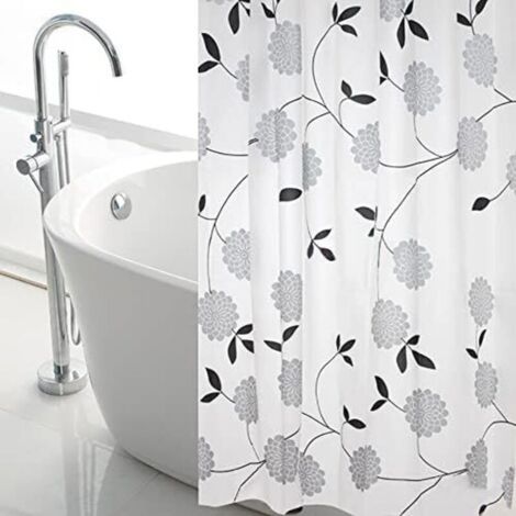 Rideau de Douche Motif de Fleurs Extra Large 300cm Large Rideau de Salle de Bain - 240cm Goutte Rideau de Douche Imperméable et Anti-moisissure, PEVA Rideau de Salle de Bain (200x240CM) (1/4)