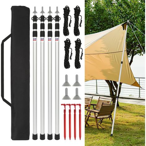 SWANEW 4x Zeltstange Tarpstange Zeltstäbe Teleskopstange Aufstellstange 87-234cm (1/5)