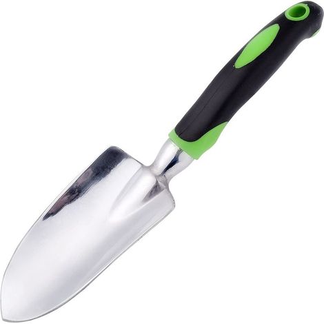 Truelle de jardin, pelle à main en caoutchouc souple avec poignée antidérapante pour transplantation, désherbage, déménagement et lissage, creuser et planter (vert) (1/5)