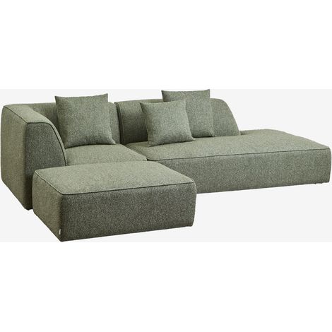 Divano angolare componibile Cardea 2 pezzi con chaise longue destra e pouf imbottito SKLUM            