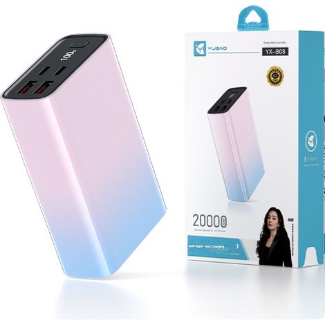 Artisanat de vernis coloré, style dégradé minimaliste, charge ultra rapide de 22,5 W, capacité de la banque d'alimentation 20000 mAh, (1/5)