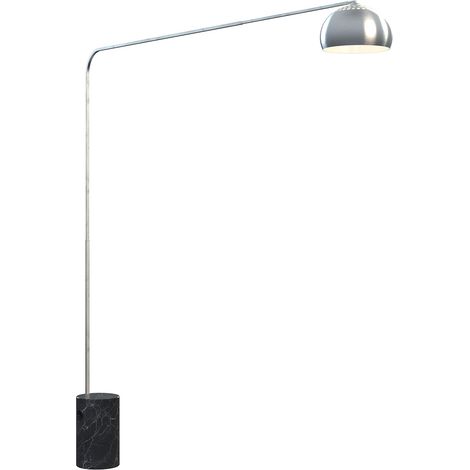 Piantana Contemporanea Corner Marmo Alto Nero Metallo Cromo 1 Luce E27