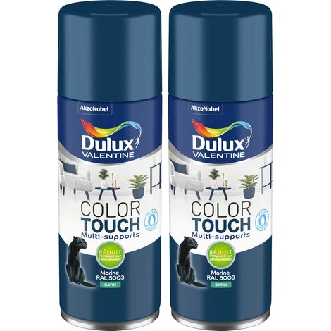 Dulux Valentine – Lot de 2 – Peinture aérosol satin marine 400 ml – Multi-supports pour bois, métal, plastique – Séchage rapide, faible odeur
