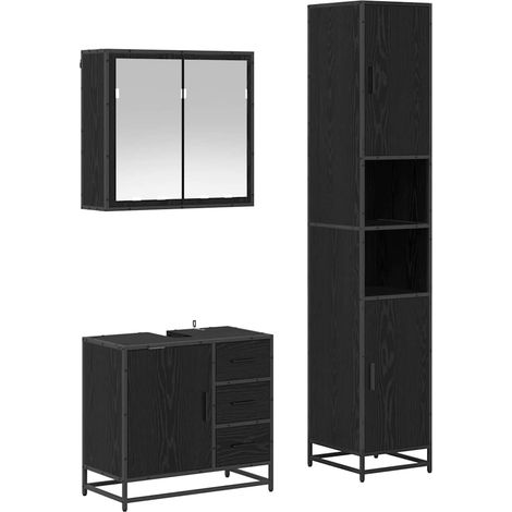 Maison Exclusive - Badezimmermöbel-Set 3 pcs Schwarz Eichen-Optik