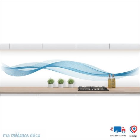Crédence : Courbes 2 - Couleur Bleu clair - Alu composite - 120 - 60 (1/3)