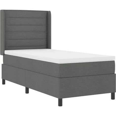Matelas à ressorts LED avec matelas gris foncé, cadre de lit en tissu 80 x 200 cm. (1/5)