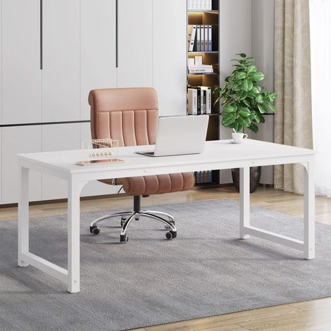 Schreibtisch 160x80cm Weiß, Computertisch Home Office, Arbeitstisch mit viel Platz (1/5)
