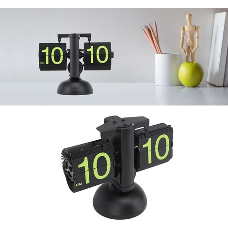 Reloj plegable mecánico de estilo vintage, caja negra, acero inoxidable 304, pantalla digital de 12 horas, funciona con pilas, diseño europeo para salón, oficina y hogar. (1/5)