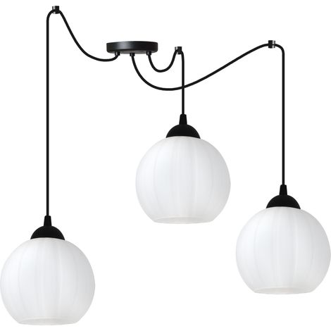 Suspension Costa araignée noire à 3 ampoules boule blanche E27 (1/5)