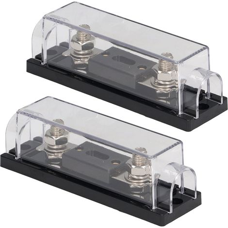 2PCS porte-fusible 200A 48V avec 4 bornes et 4 gaines thermorétractables pour auto, camion, camping-car, bateau - kit installation audio (1/5)