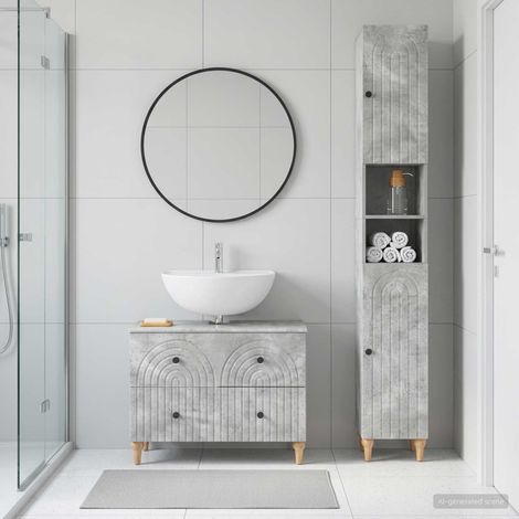 vidaXL 2 Piece Bathroom Cabinet Set ALKMAAR Concrete Grey (1/5)