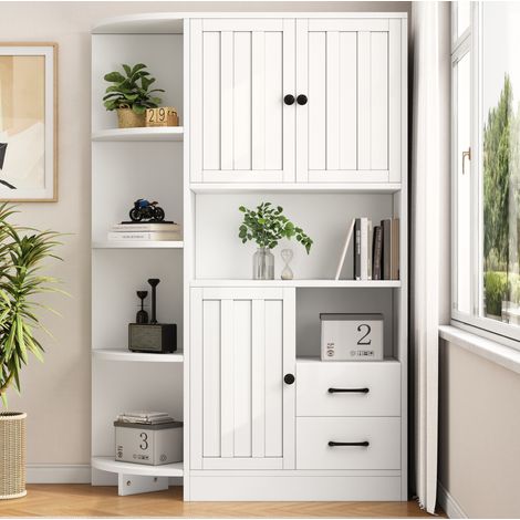 mobile contenitore 104x35x155 angolare soggiorno bianco OKMYHOME (1/5)
