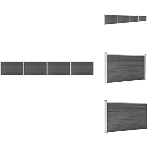 The Living Store Zaunelement Set WPC 699x105 cm Schwarz - Zaunbrett