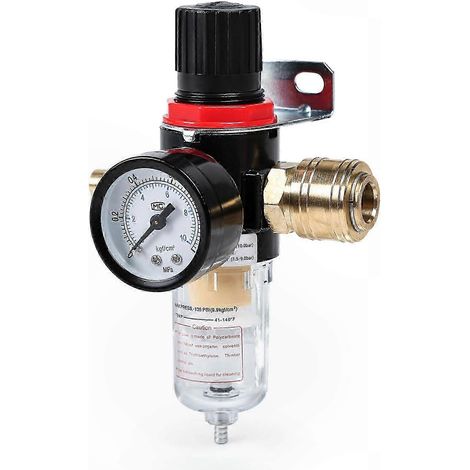 1/4-Zoll-Luftdruckregler mit Wasserabscheider, Kompressorfilterzubehör, integrierte Schnellkupplungen für pneumatische Systeme (1/5)