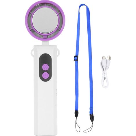 Ventilateur portable avec refroidisseur de glace, rechargeable par USB, longue autonomie, affichage numérique, haute vitesse, pour intérieur et extérieur, blanc (1/5)