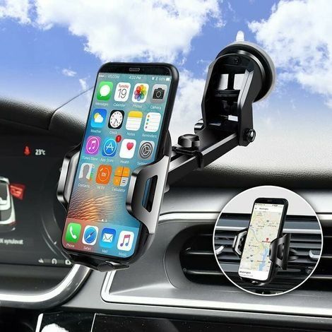Support Voiture Universel 3-en-1 : Ventouse, Grille d'Aération et Tableau de Bord pour Tous Smartphones - (1/5)