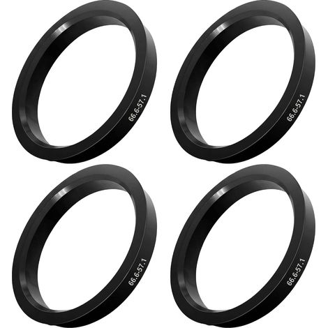 4 Pièces Bagues de Centrage 66,6 à 57,1, Bague de Centrage Jante en Plastique Noir, Compatible avec VW, et Autres Modèles, Accessoire pour Jantes, Fixation Stable et Réduction des Vibrations, pour Jan (1/5)