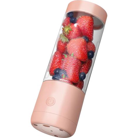 Mixeur Portable Multifonction USB 400ml Vitesse Rapide pour Maison et Voyage, Lame Double Rose Pamplemousse (1/5)