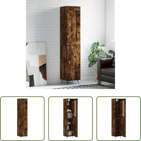 Buffet en bois - Buffet haut Chêne fumé 34,5x34x180 cm Bois d'ingénierie (1/5)