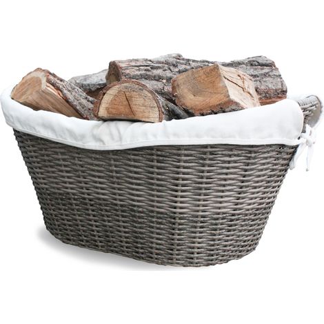 HABAU Holzkorb mit Stoffeinsatz, aus Polyethylen, mit Metallrahmen, 63,5 x 44,5 x 30 cm