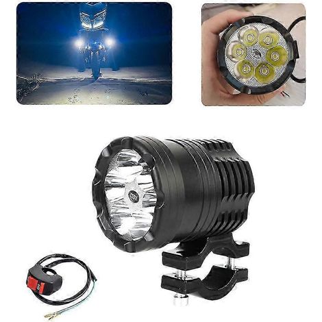Phares LED additionnels pour moto, feux de brouillard, feux de route/croisement/stroboscope, projecteurs avant auxiliaires, feux clignotants ronds longue portée (1/4)