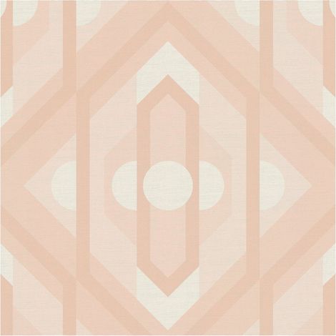 Retro wallpaper wall Profhome 395315 hot embossed non-woven wallpaper slightly textured with geometric shapes matt beige cream 4,5 m2 (1/5)