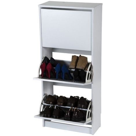TOPKIT |Meuble à chaussures Volga 51AB| Étagère à chaussures haute et étroite | Meuble à chaussures | Meuble à chaussures avec 3 portes pliantes. | Blanc (1/5)