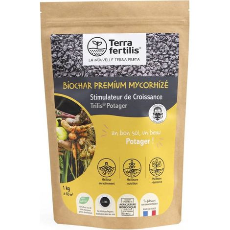 Fertilisant Potager Mycorhizé à base de Biochar – pour des légumes sains et des sols vivants Sachet 1 kg (1/2)