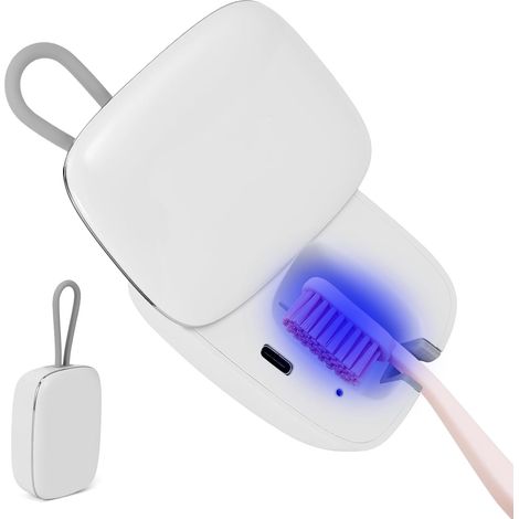 Stérilisateur de brosse à dents, support mural avec fonction stérilisateur, rechargeable par USB, séchage germicide, support de stérilisateur pour brosse à dents pour salle de bain (1/5)