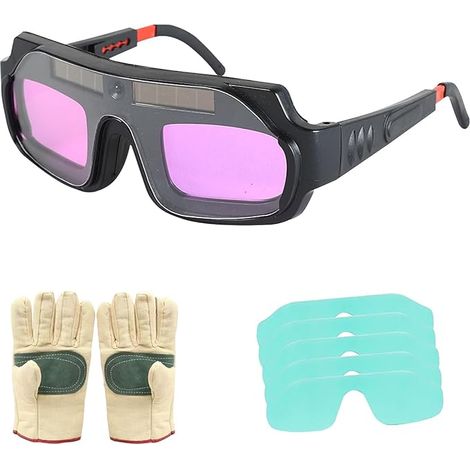 Occhiali da saldatura, occhiali di sicurezza auto-oscuranti, occhiali da saldatura Solar True Color, maschera da saldatura (1/4)