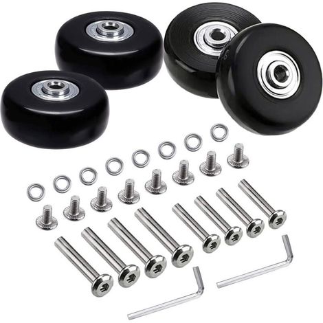 0 - Kofferrollen, 4 Stück Ersatz-Kofferrollen, 50-mm-Kofferrollen, Kofferrollen mit Werkzeug, Gummi-Metall-Kofferrollen, geeignet für Gepäcktrolleys und Rollschuhe (1/5)