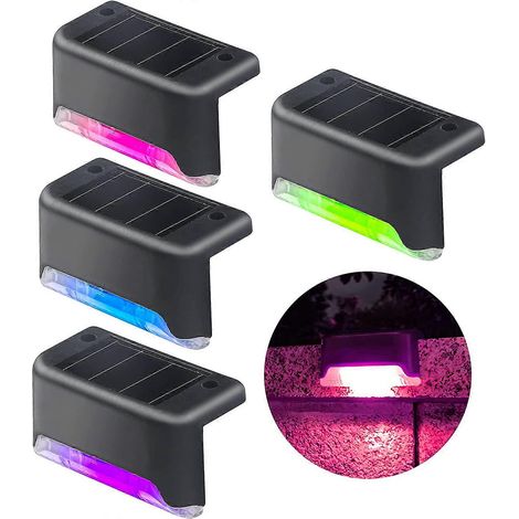 Lampes solaires pour clôture, lot de 4 lampes LED solaires à détecteur de couleur, éclairage décoratif pour piscine, éclairage d'escalier, éclairage de jardin (1/5)