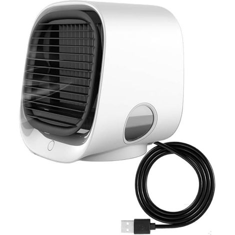 Ortviai Climatiseur portable USB 3 vitesses avec lumière LED nocturne 7 couleurs, refroidisseur évaporatif pour chambre, camping, VR et tente