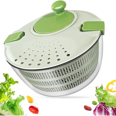 Essoreuse à Salade avec Panier Lavage & Manivelle, Essoreuses Salades Saladier Séchoir Sèche Linge Bol égouttoir Laveuse Rotateur Laitue Multifonction (1/5)