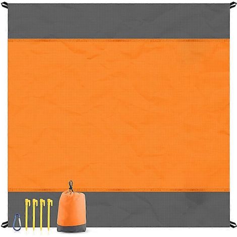 Tapis de camping orange imperméable et résistant à l'humidité, tapis de plage pliable pour pelouse, tapis de pique-nique (1/5)